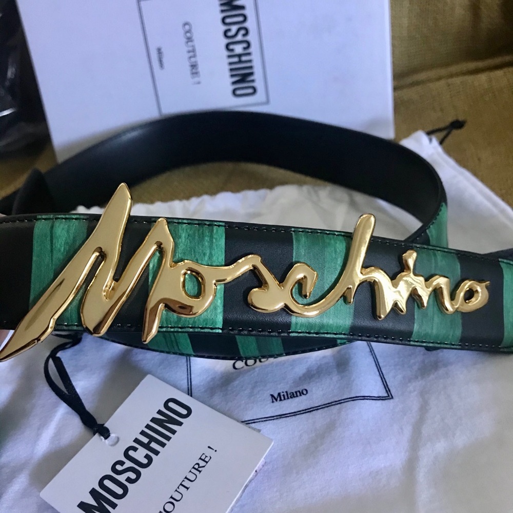 Moschino leather cursive logo belt - Picture 1 of 12